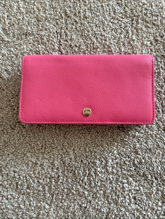 Lodis Handbags - Lodis Hot Pink Genuine Leather Continental Wallet with Gold Button NEW